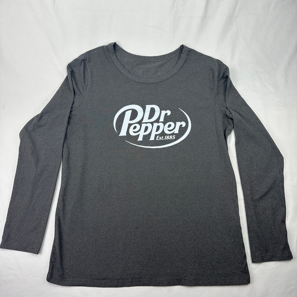Dr Pepper Graphic Long Sleeve Charcoal Heather Jersey‎ T-Shirt